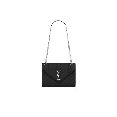 YSL ENVELOPE MEDIUM IN QUILTED GRAIN DE POUDRE EMBOSSED LEATHER 600185BOW921000 (24*17.5*6cm)